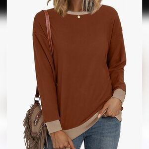 Brown Long Sleeve Women's Top
